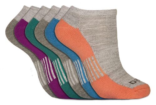 Women's Dri-Tech No Show Socks in Grey Assortment - 6-Pack