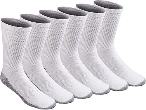 Men's 6 Pack All-Purpose Work Stain Resister Crew Socks in White
