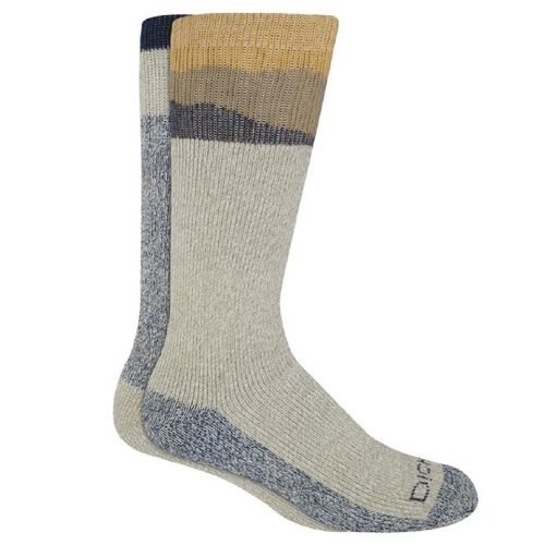 Men's 2-Pack Size 10-13 Brushed Thermal Crew Socks in Khaki/Navy